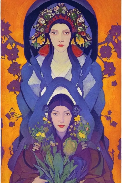 queen of flowers, by Nicholas Roerich and Annie Stable Diffusion