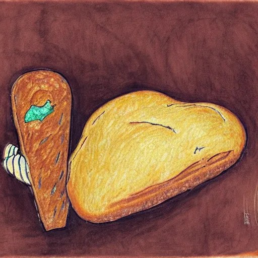 A bread with chocolate hugging another bread with Stable Diffusion
