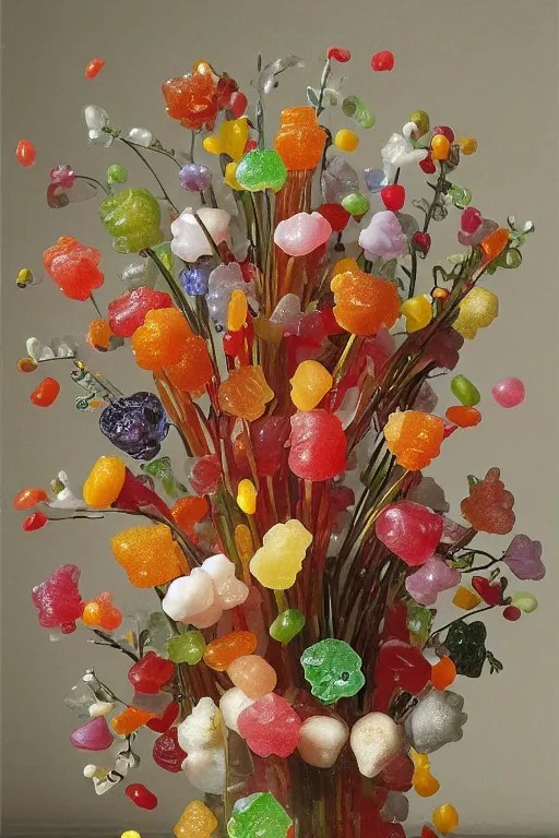 still life of a bouquet of soft gummy bears and jelly Stable