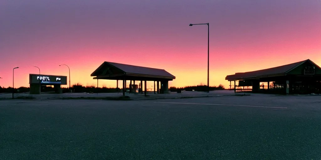 a lonely port byron travel plaza in the middle of Stable Diffusion