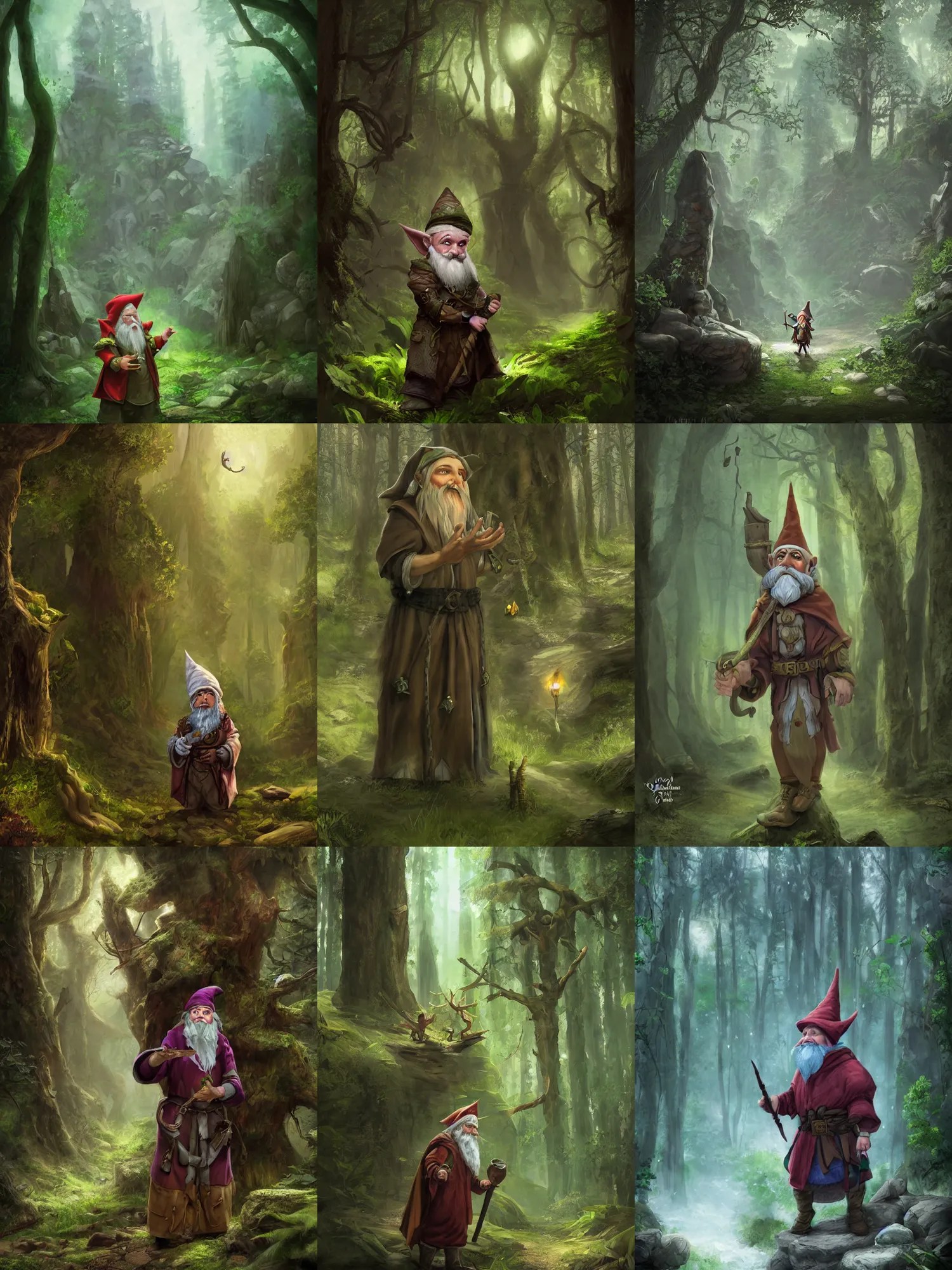an alchemist gnome, healer, dnd, forest background, Stable Diffusion