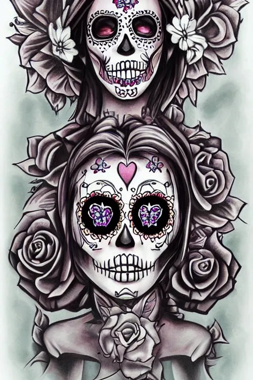 Sugar skull girl tattoo inspired art Stable Diffusion OpenArt Sugar skull girl tattoo inspired art Stable Diffusion OpenArt