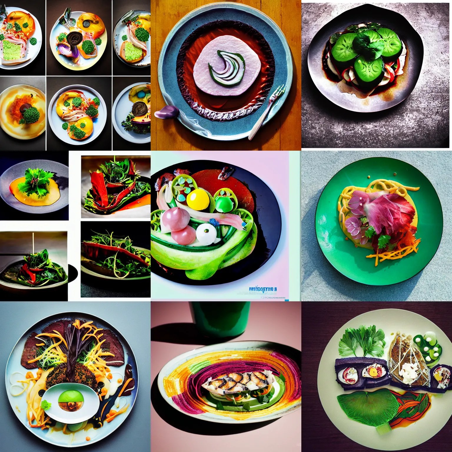 photography of a dish with food inspired in Bender Stable Diffusion