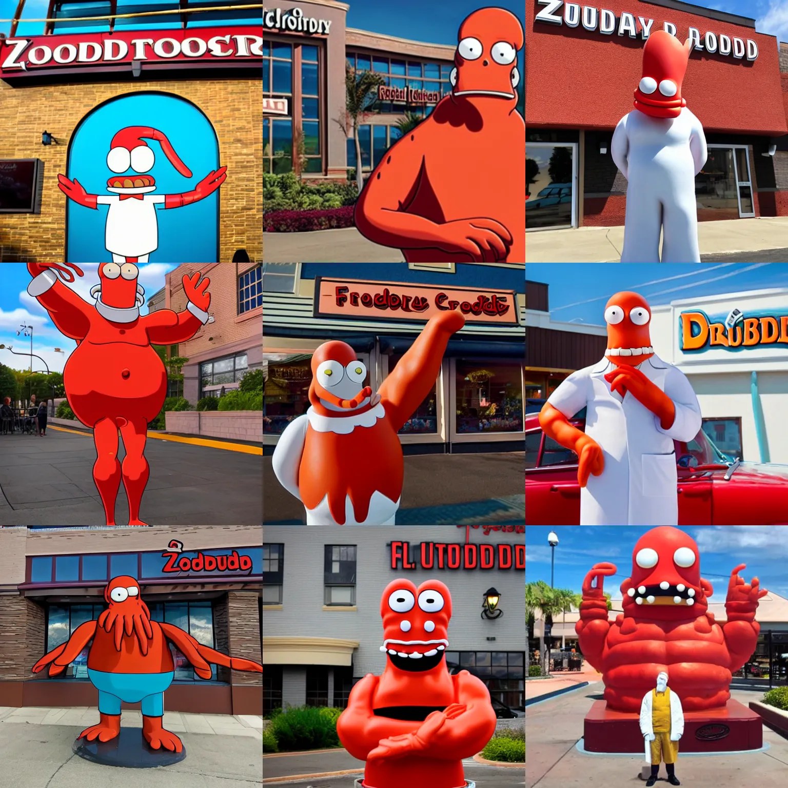 photo of Dr. Zoidberg Futurama posing in front of a Stable Diffusion