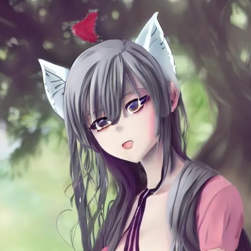anime girl with a wolf tail and wolf ears Stable Diffusion OpenArt