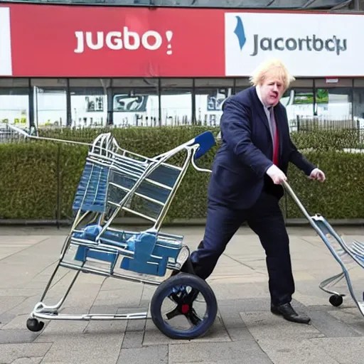 Wide Angle Photo of Boris Johnson doing Jackass Stable Diffusion