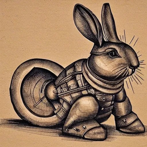 mechanical rabbit, steampunk design, made of woods. Stable Diffusion