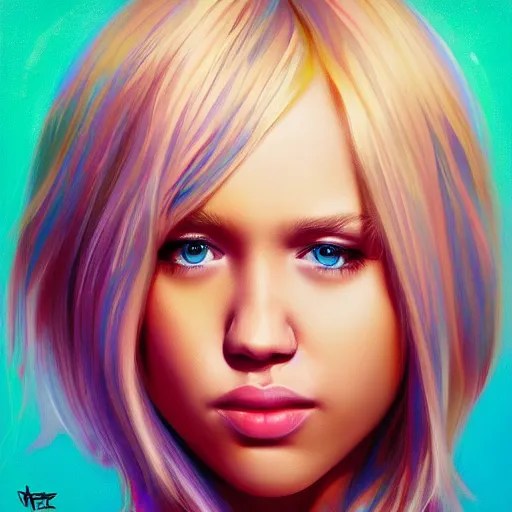 hannah montana album cover, artstation, painting, Stable Diffusion OpenArt