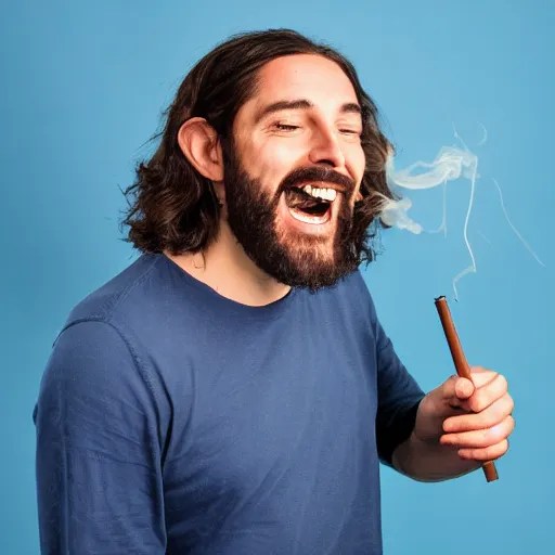 Jesus smoking weed and laughing, profile picture, Stable Diffusion