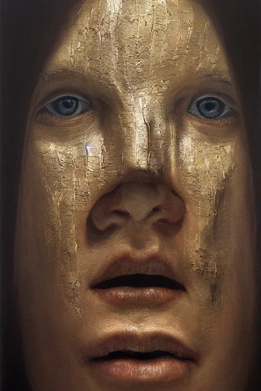 hyperrealism oil painting, close up portrait of face Stable