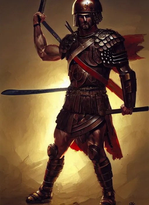 muscular roman soldier with sword by simon bisley and Stable