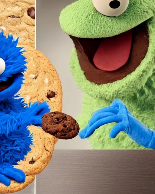 cookie monster eating a cookie with kermit the frog on Stable Diffusion OpenArt