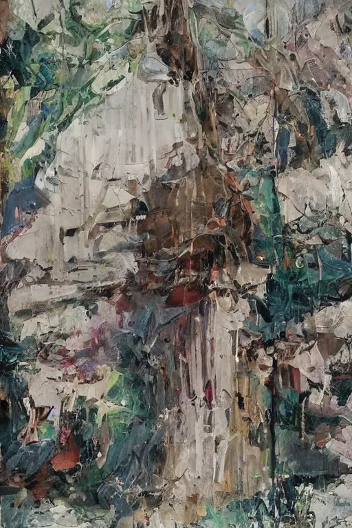 ruined fresco shredded cave painting of nature dried Stable Diffusion