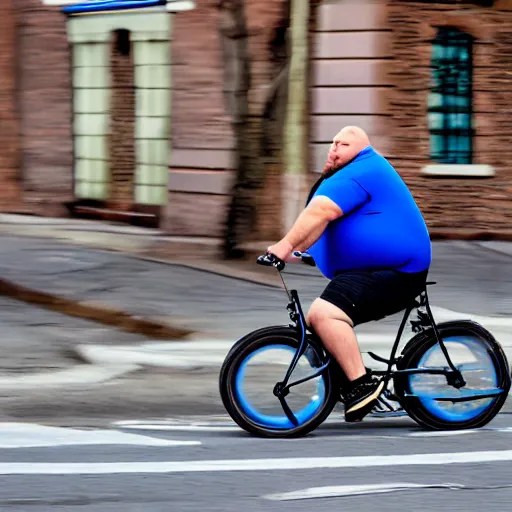 a very fat man riding a tiny bicycle 8k real Stable Diffusion