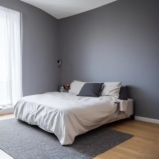empty bedroom, grey carpet on the floor, blank white Stable Diffusion