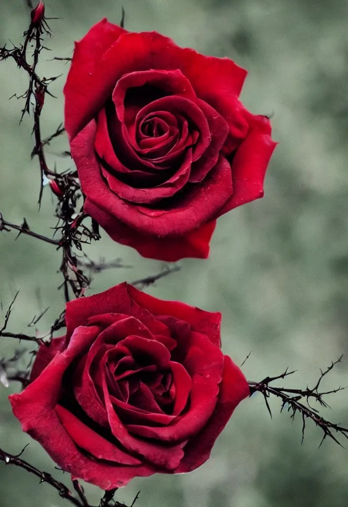 a beautiful black rose with blood stained thorns Stable Diffusion