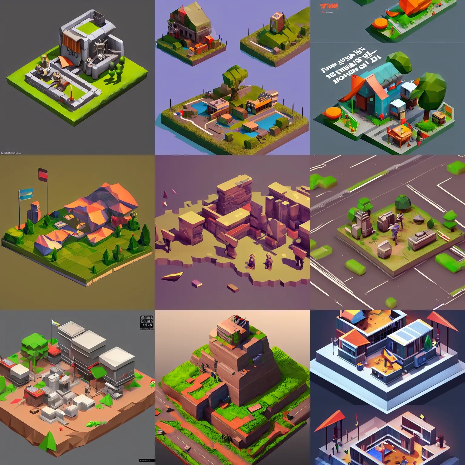 a diorama isometric art, low poly art, game art, Stable Diffusion