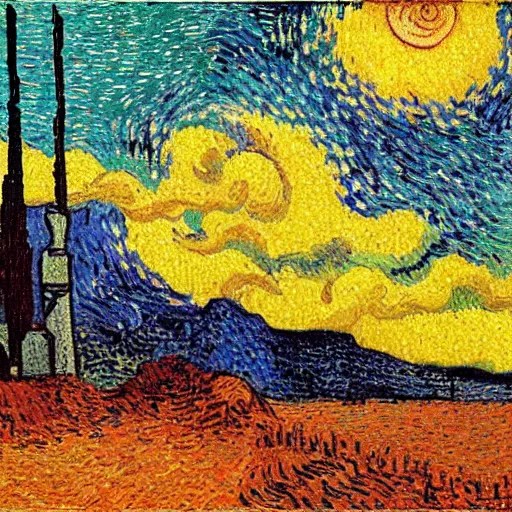 Vincent Van Gogh style pointillism painting of a Stable Diffusion