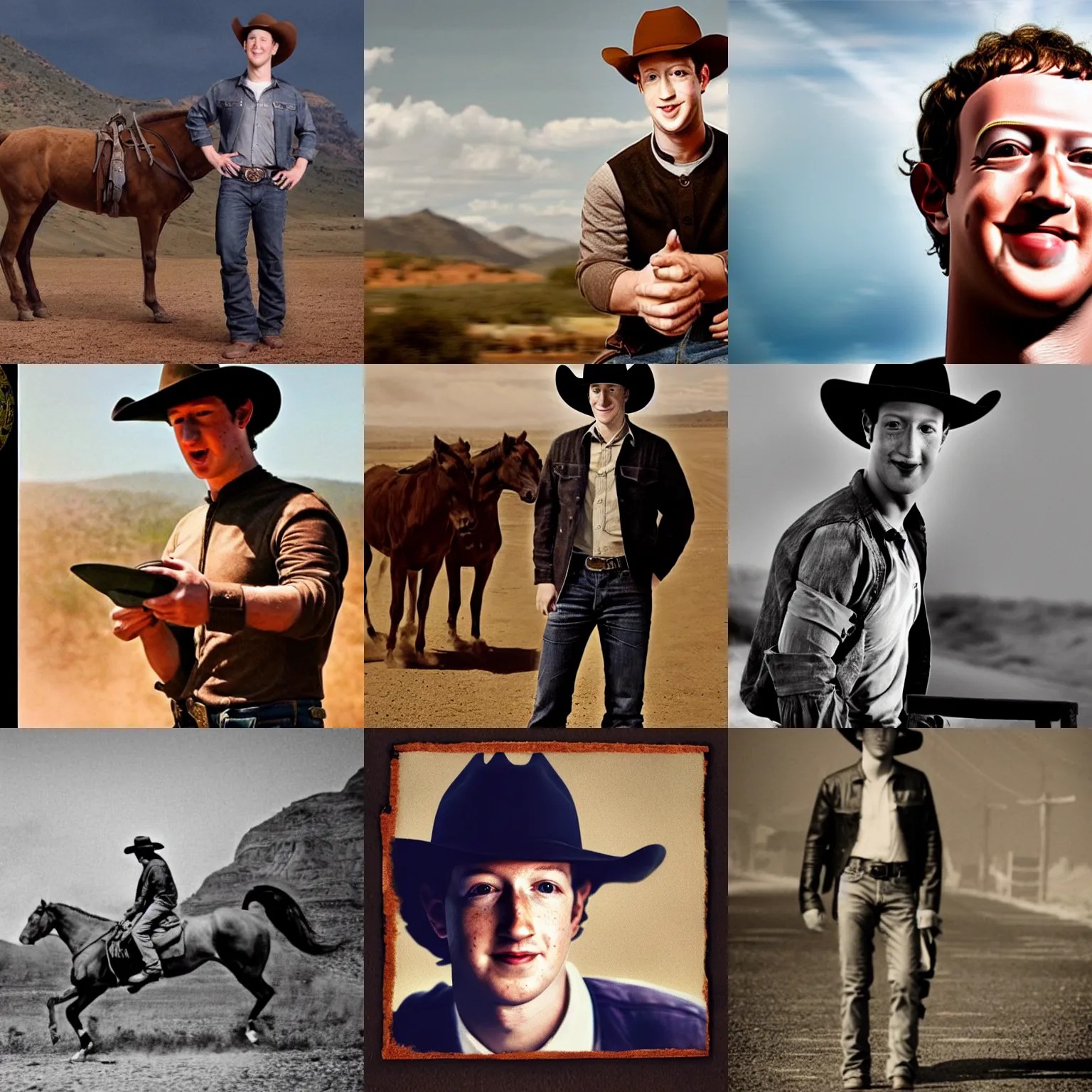 mark zuckerberg, fastest cowboy on wild west, Stable Diffusion OpenArt