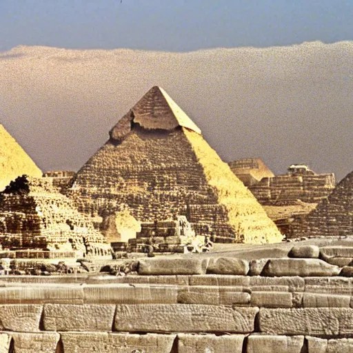 pyramids at ancient times, covered with white marble Stable Diffusion