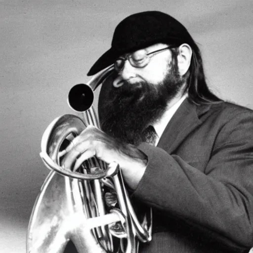 photo of chuck mangione hugging his flugelhorn Stable Diffusion OpenArt