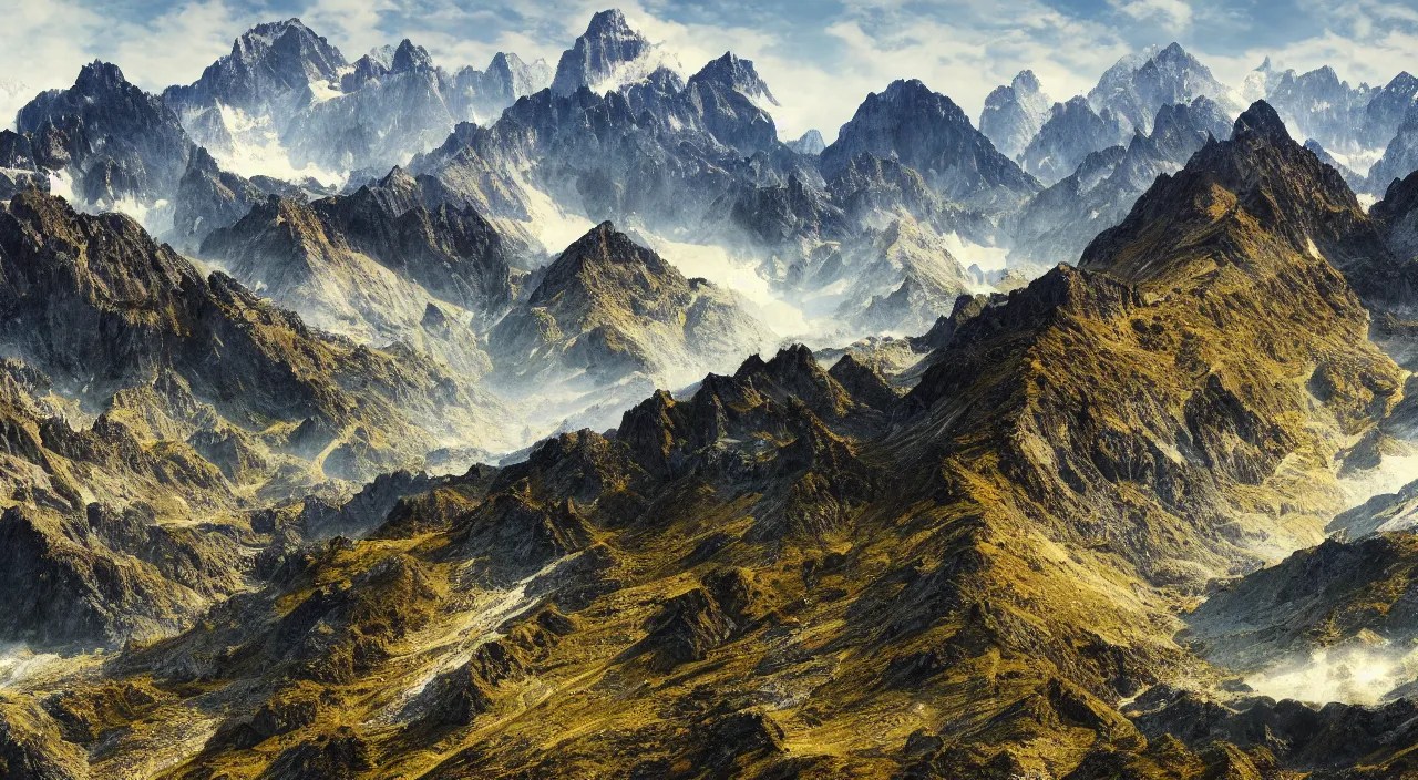 majestic Mountain range landscape, high definition, Stable Diffusion