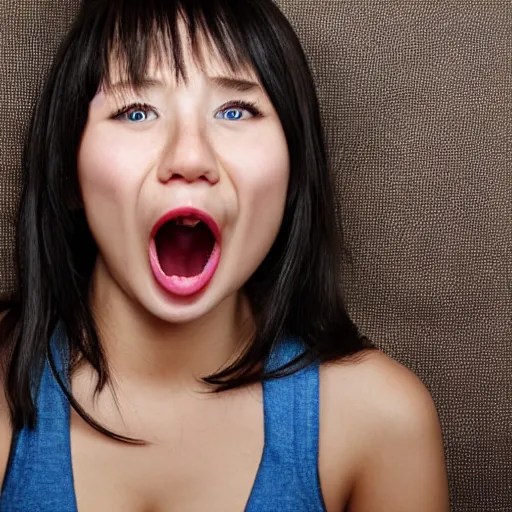 cute girl rolling eyes, tongue sticking out Stable Diffusion