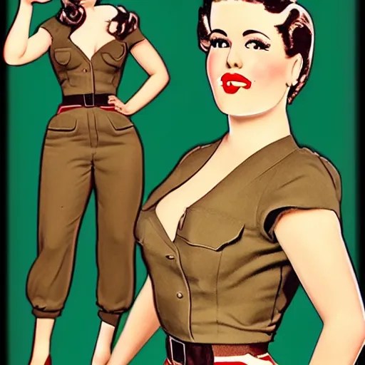 full body pin up modeling a military unioform,with a Stable Diffusion
