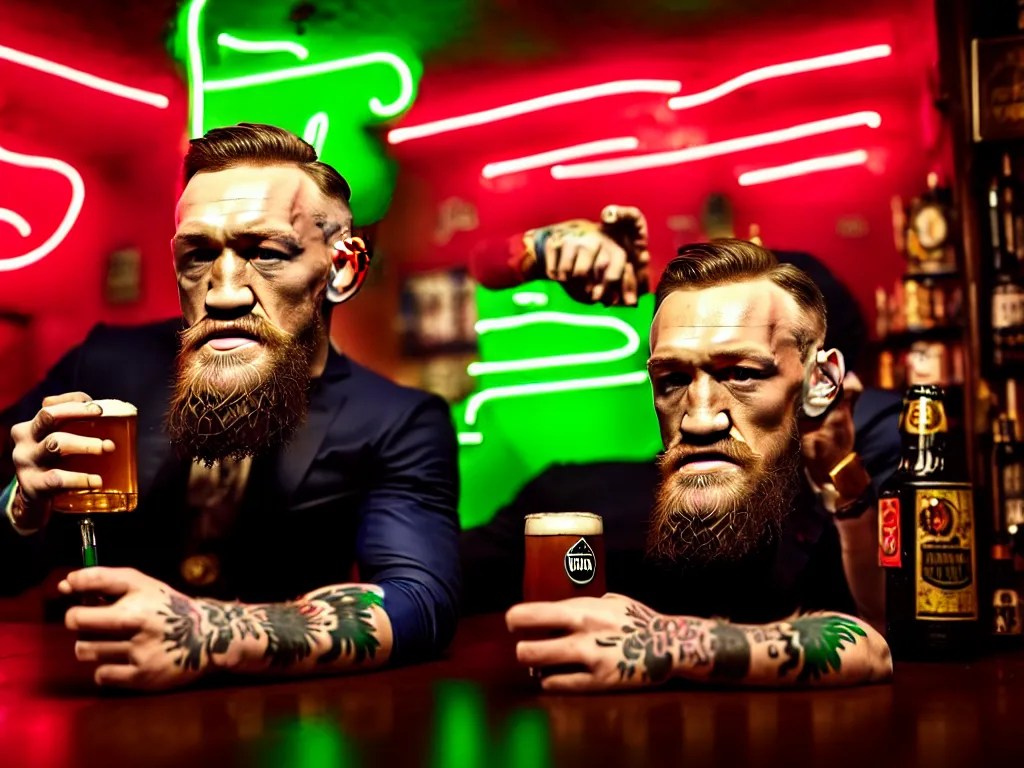 a well framed portrait of conor mcgregor drinking a Stable Diffusion OpenArt