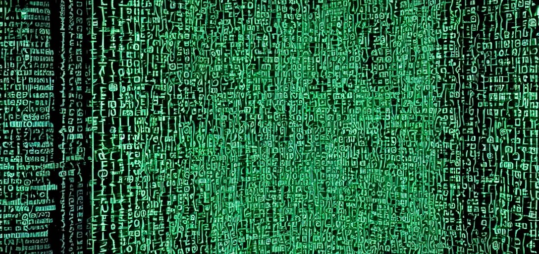 mainframe computer code from the matrix, dark Stable Diffusion
