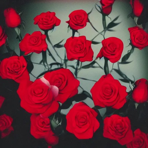 album cover of a indie pop band, red rose, album cover Stable Diffusion