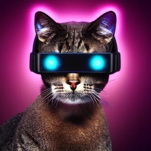 a cat wearing a vr headset, synthwave, rgb Stable Diffusion OpenArt