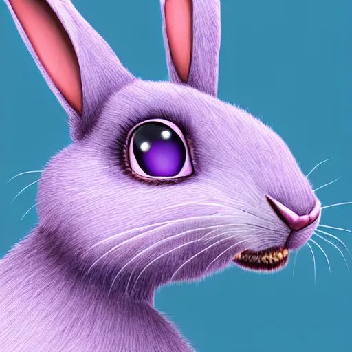 portrait of a purple rabbit animatronic mascot,digital Stable