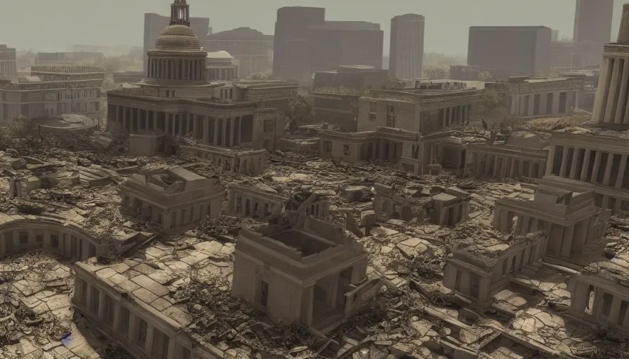 ruins of the fully destroyed washington dc's capitol, Stable