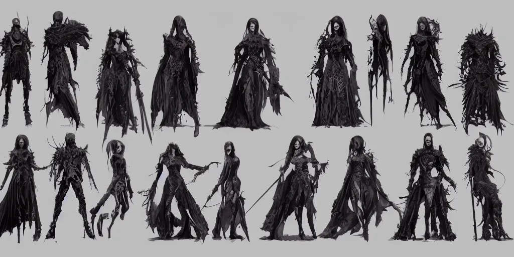 gothic character front detail designs, Milo Manara, Stable Diffusion