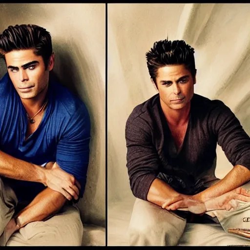 zac efron, john stamos and rob lowe, vogue magazine Stable Diffusion