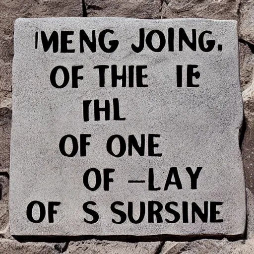 meaning of life quote, chiseled on stone, words, stone Stable