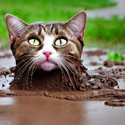 cat play in mud Stable Diffusion