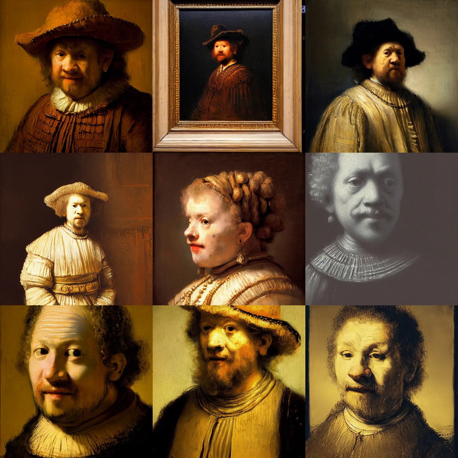 Portrait of an AI by Rembrandt, Rembrandt painting of Stable Diffusion
