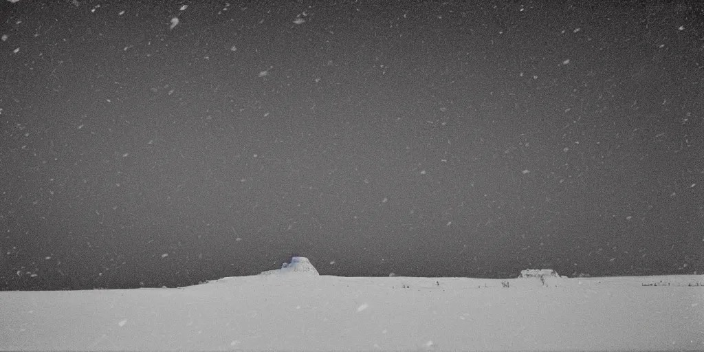 photo of shiprock, new mexico during a snowstorm. a Stable Diffusion