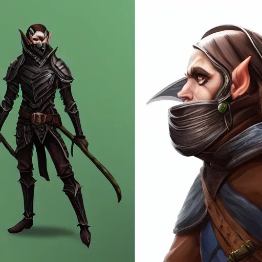Male Wood Elf Rogue, dnd, d&d, dark blue leather Stable Diffusion