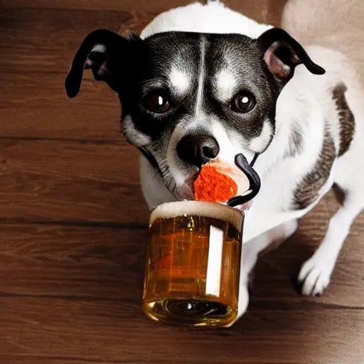 Photorealistic dog chugging beer Stable Diffusion OpenArt