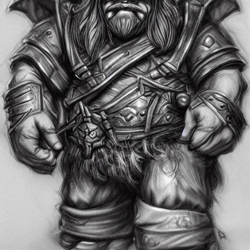 dwarf, pencil drawing, hard lines, world of warcraft Stable Diffusion