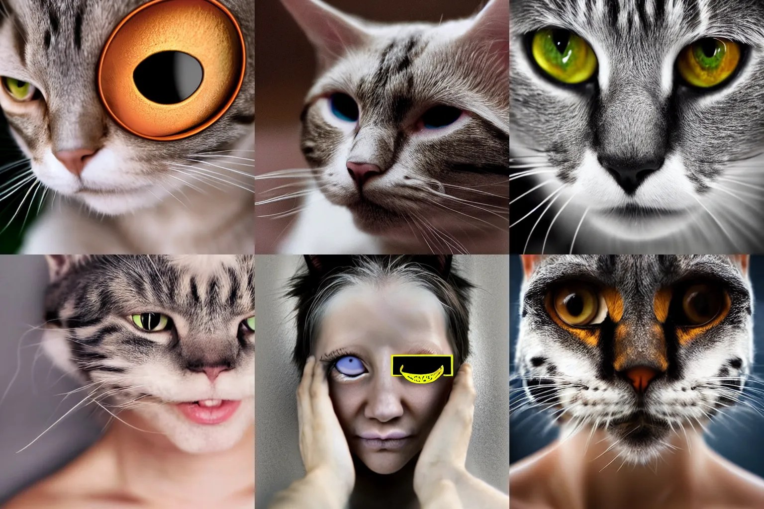 portrait photograph of human cat hybrid human face Stable Diffusion