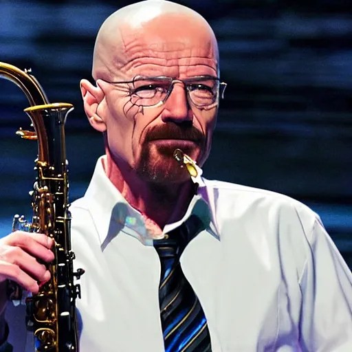 walter white playing the saxophone on america's got Stable Diffusion