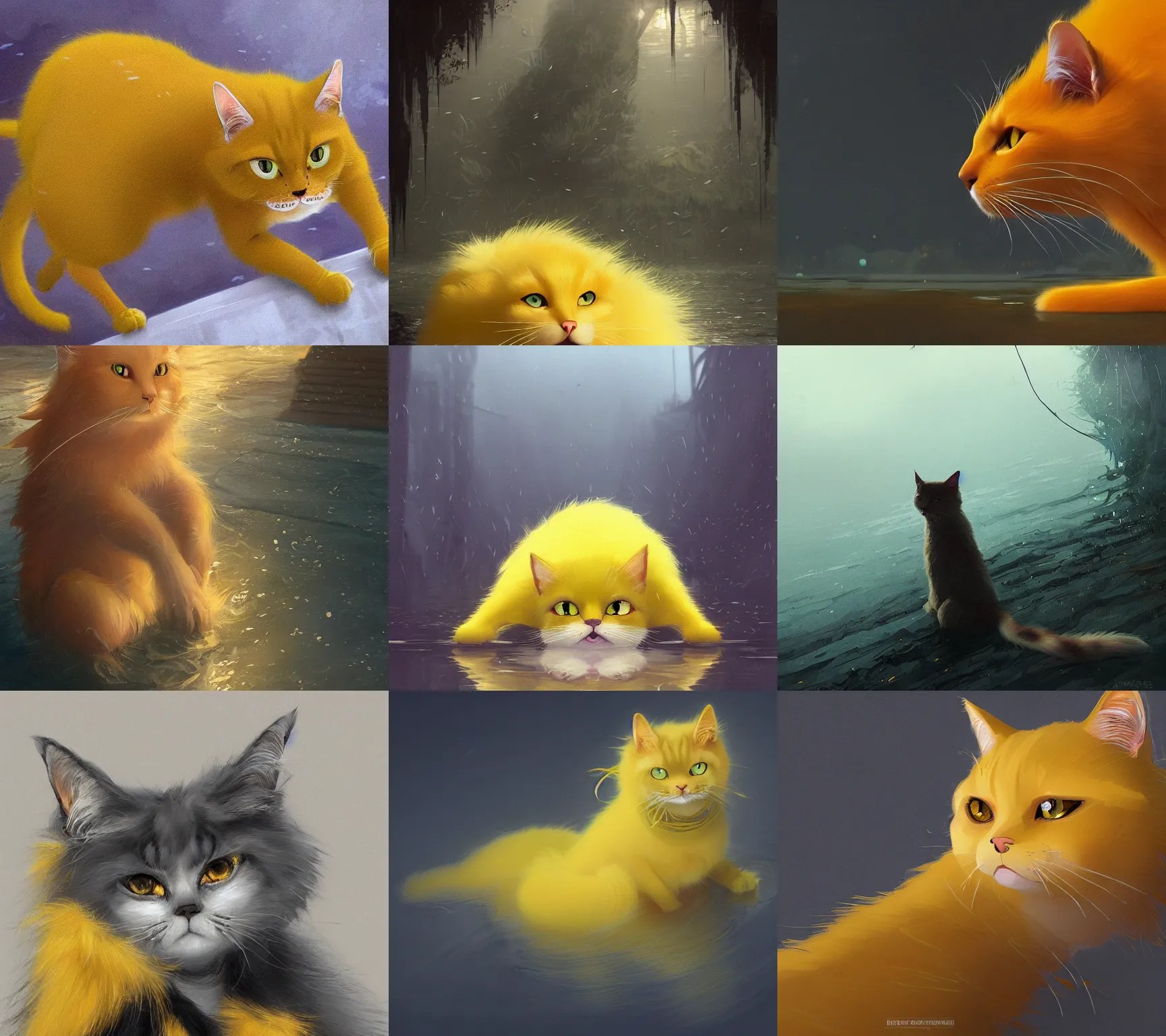 a yellow cat with long fur starring panicked into a Stable Diffusion