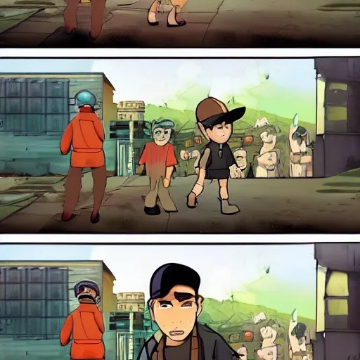 Team Fortress 2 comic panel set in the style of a Stable Diffusion OpenArt