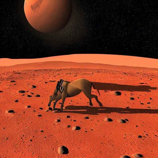 astronaut crawls on the surface of mars with a horse Stable Diffusion