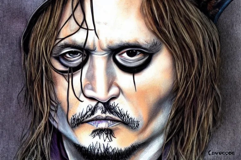 johnny depp face on a creature, by dave cavedraws, by Stable Diffusion OpenArt