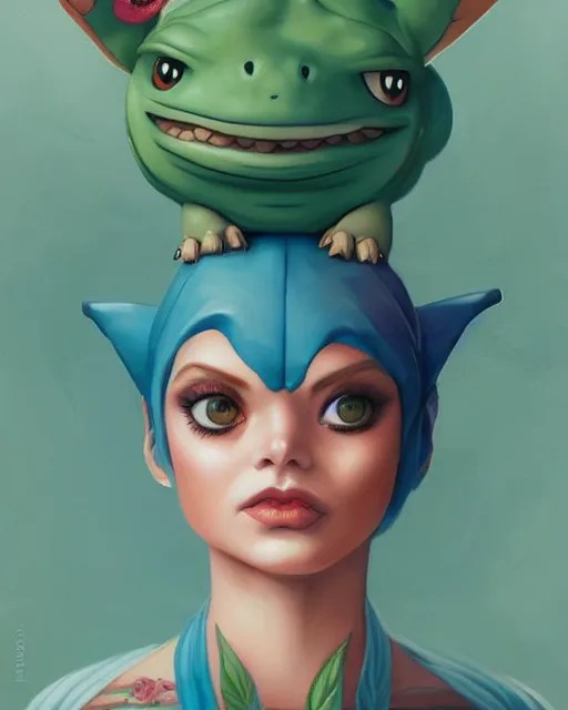 Tom Bagshaw, Pokemon Bulbasaur portrait Pixar style by Stable